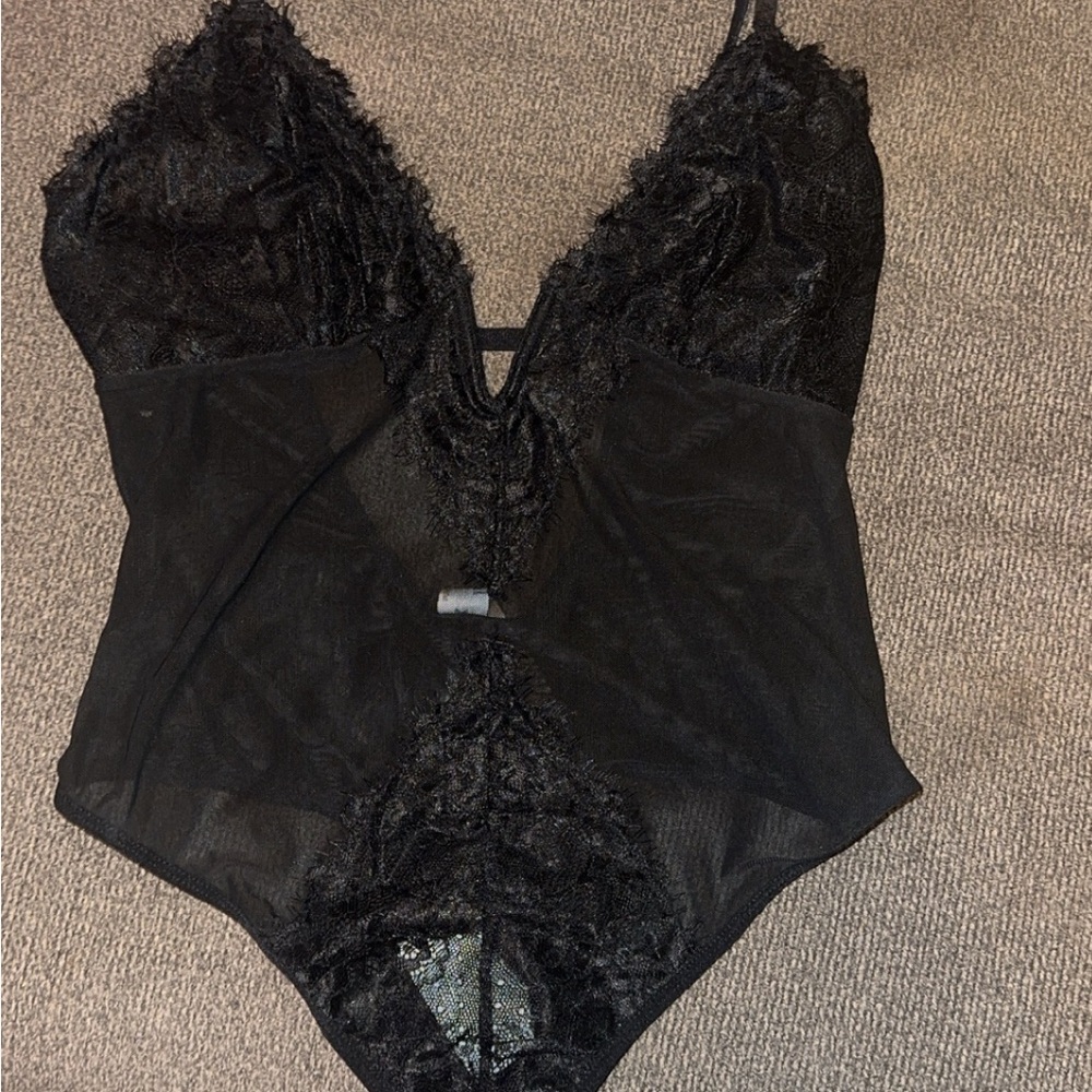 Forever 21 Black Lace & Mesh Bodysuit